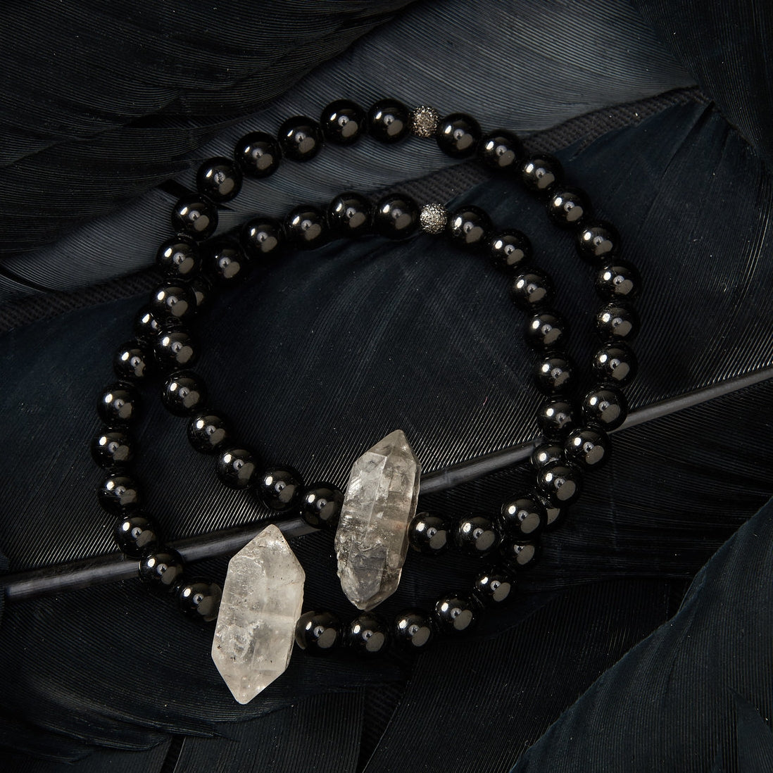 CRYSTALS: QUARTZ & BLACK TOURMALINE
