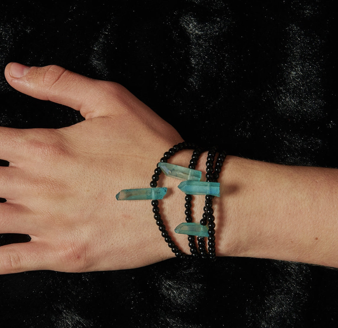 CRYSTALS: AQUA AURA QUARTZ & BLACK TOURMALINE