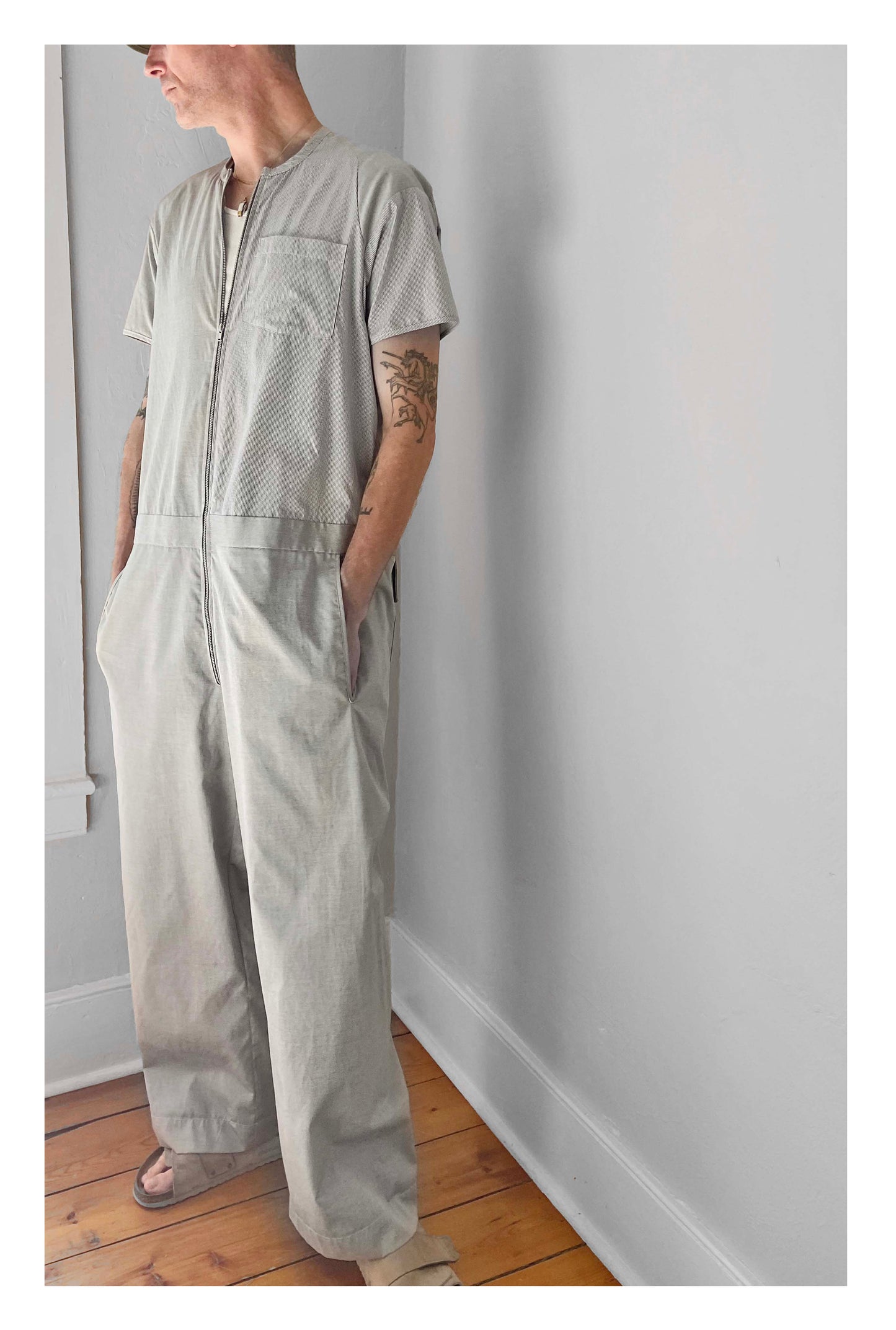JUMPSUIT: GREY SHIRTING/ MEDIUM