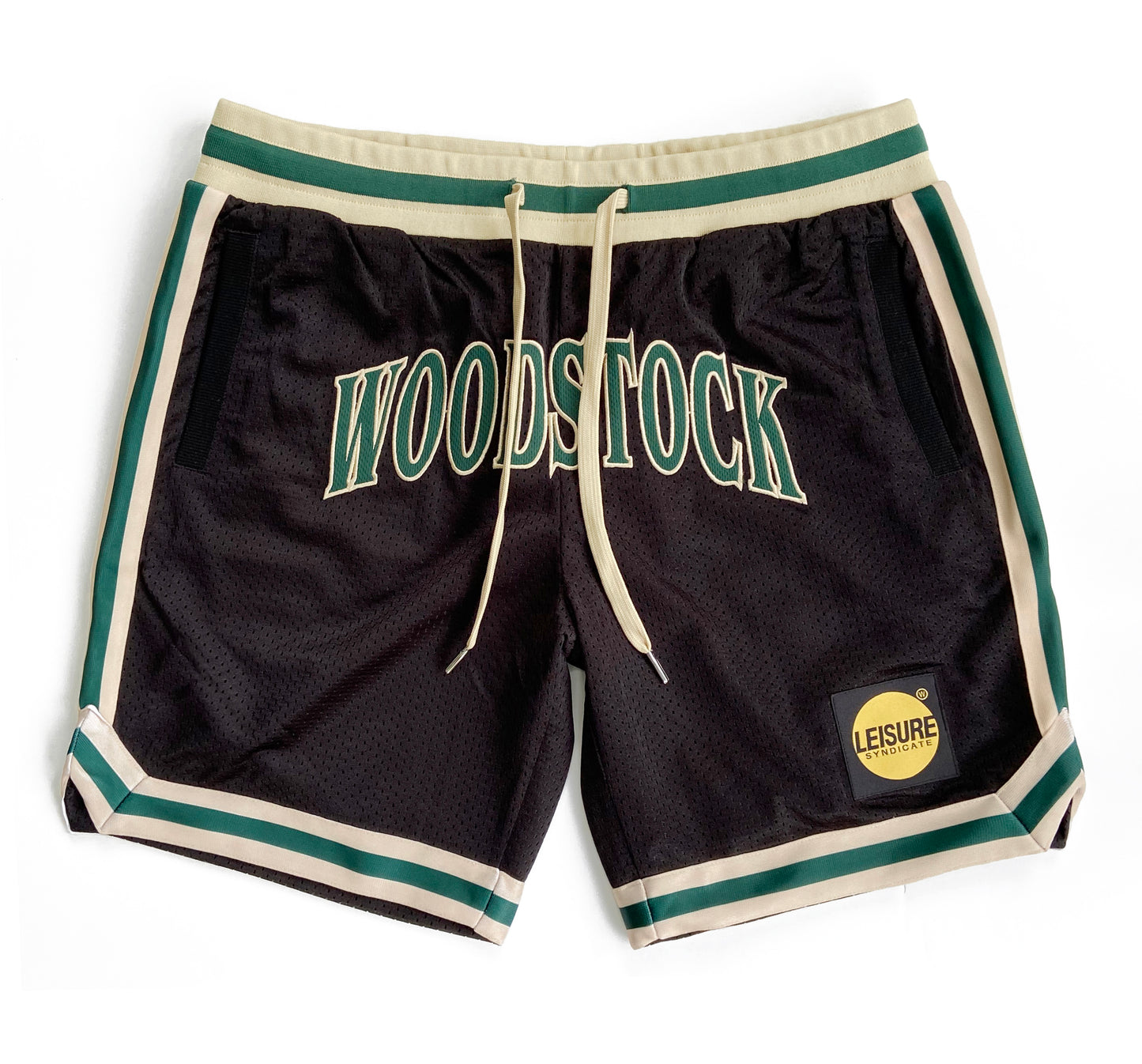 SPORT SHORTS: BLACK / FOREST / CREME