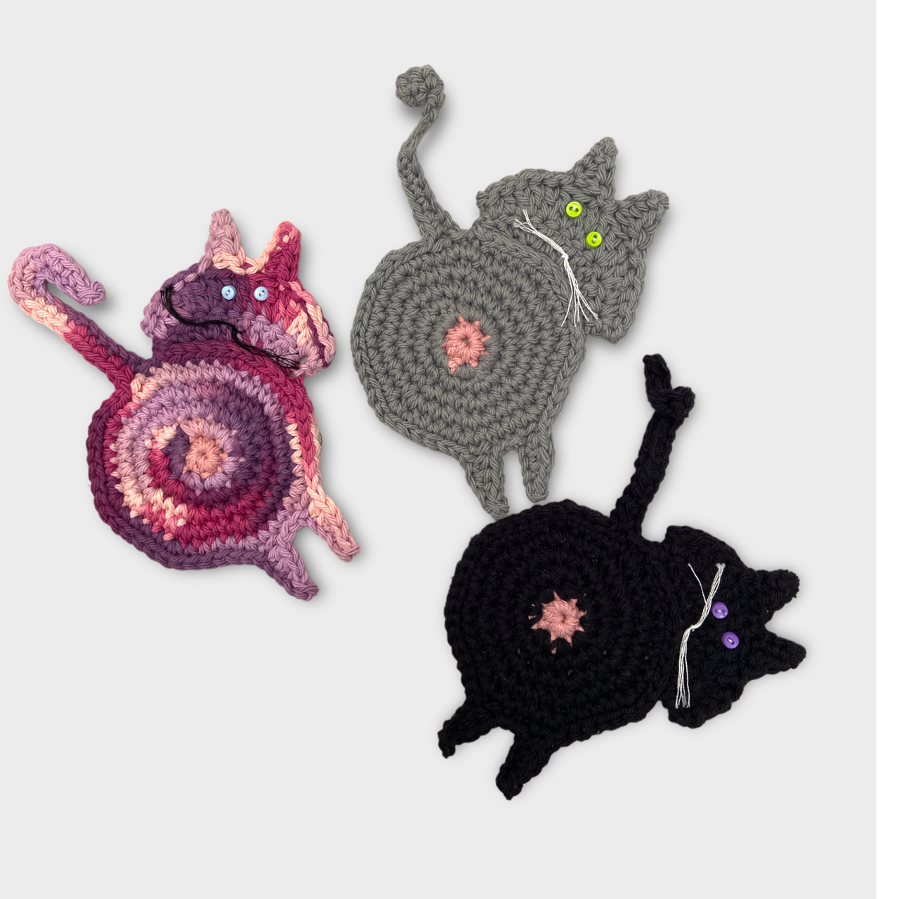 CAT BUTT COASTERS / SET OF THREE
