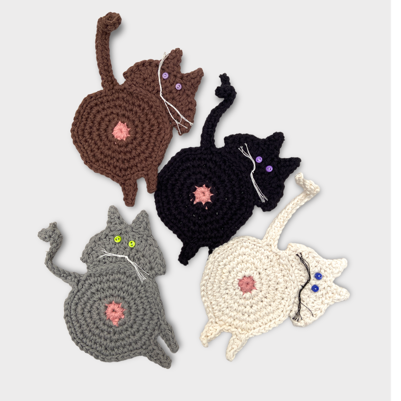 CAT BUTT COASTERS / SET OF THREE