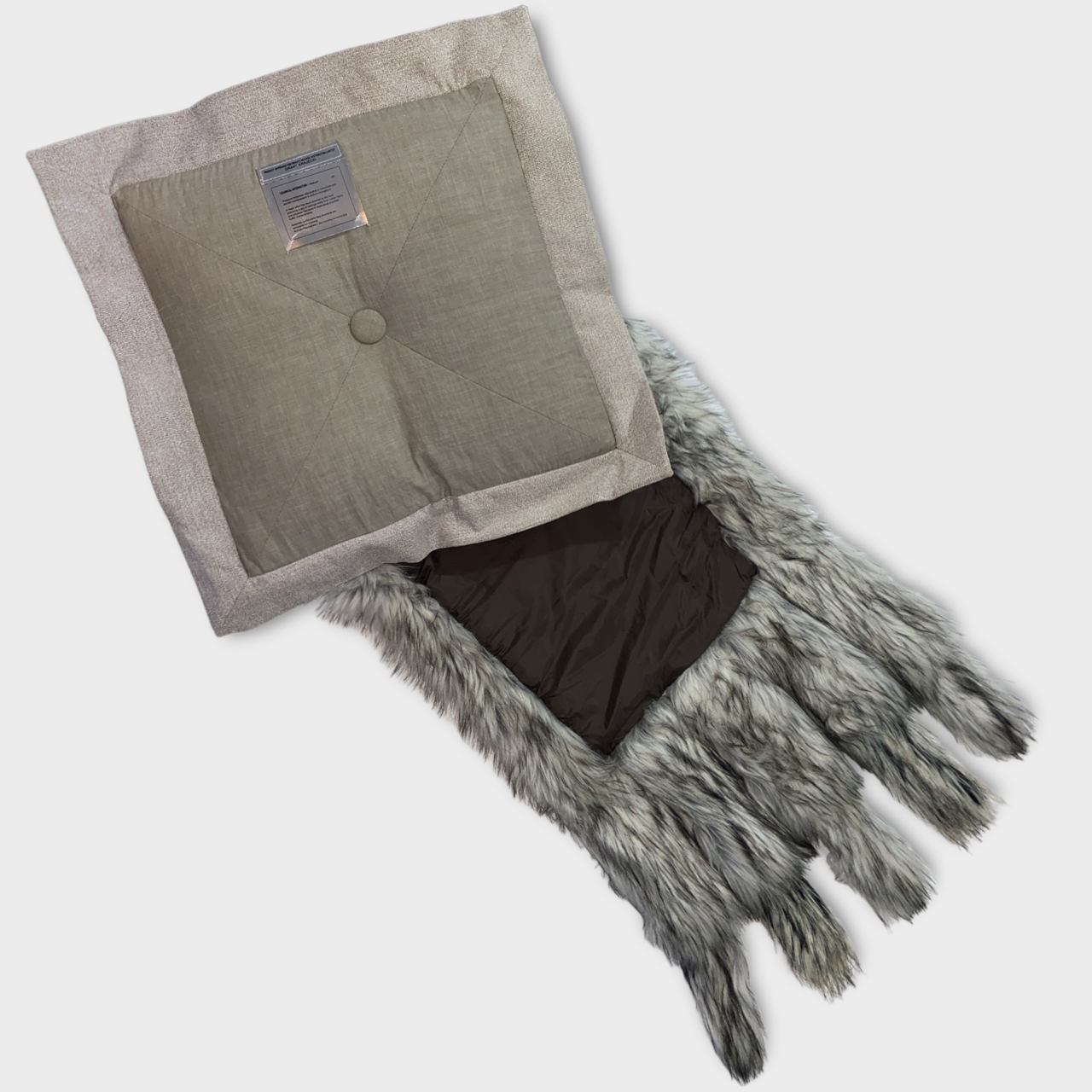 FAUX FUR STOLE PILLOW / SAGE WOLF