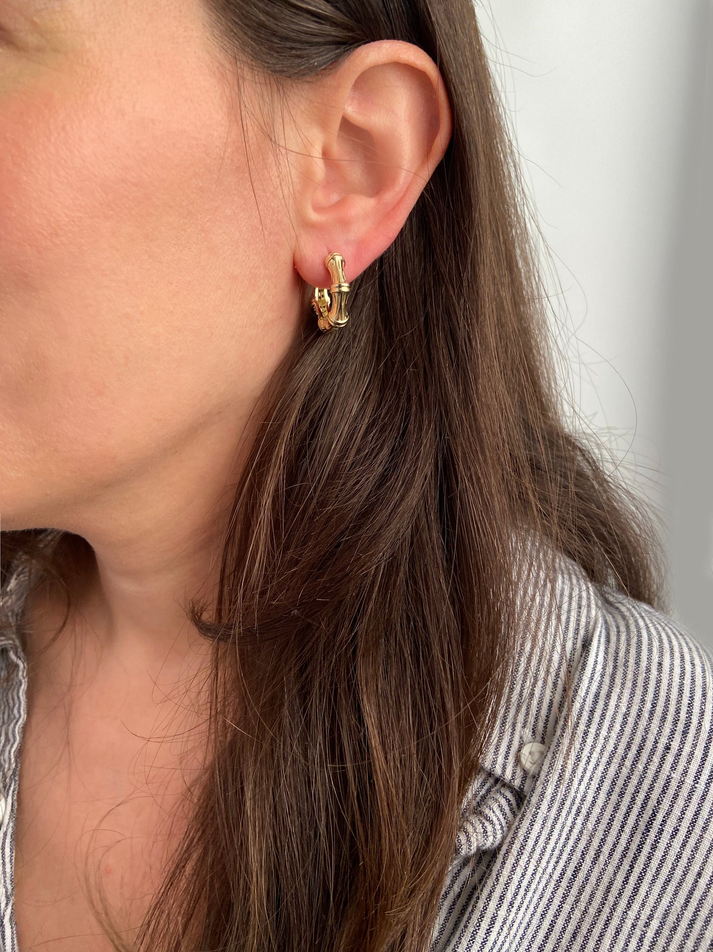 EARRINGS: BAMBOO GOLD HOOPS