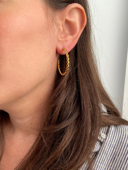 EARRINGS: ROPE TWIST HOOPS