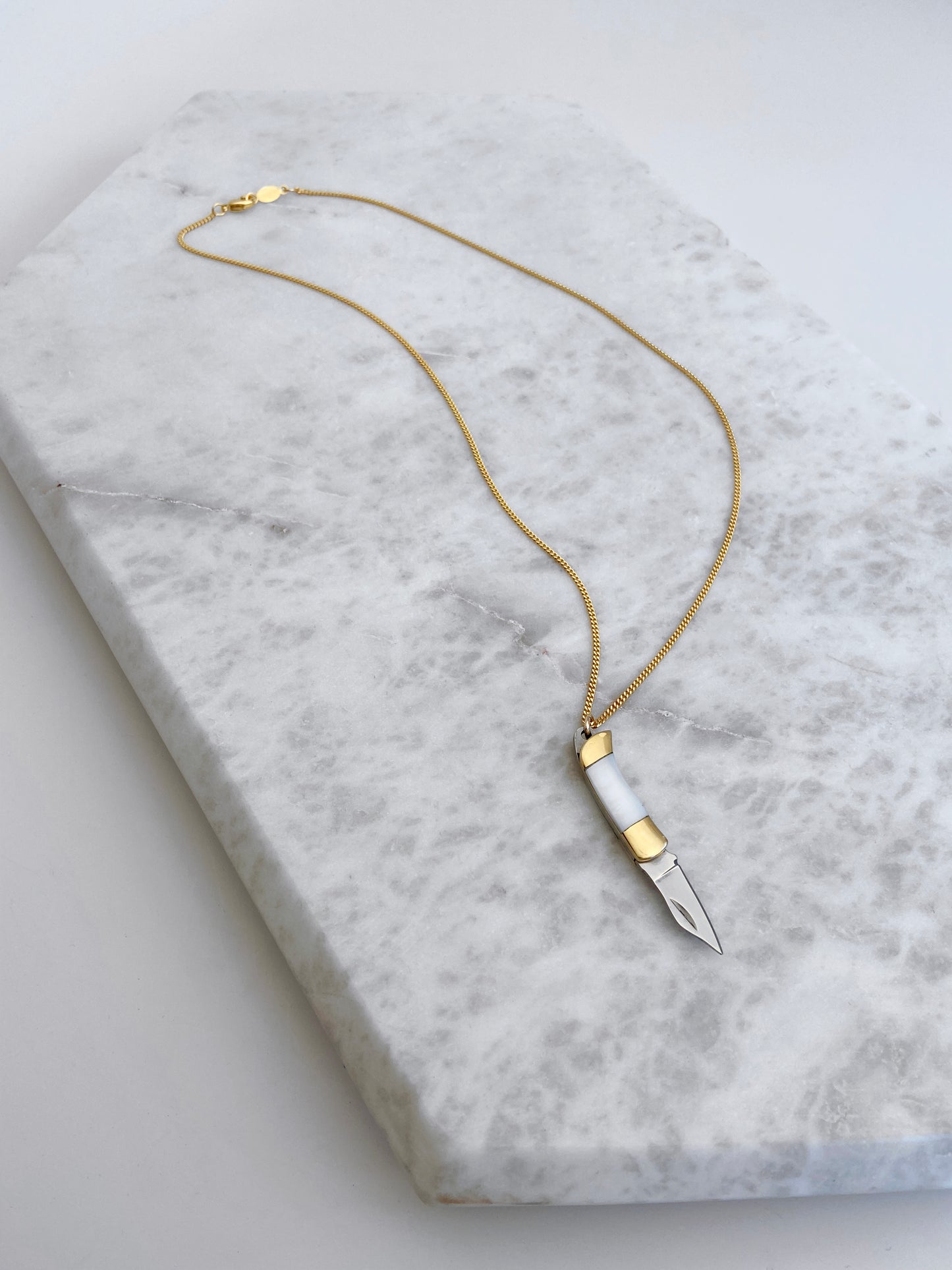 KNIFE NECKLACE: MINI MOTHER OF PEARL / GOLD