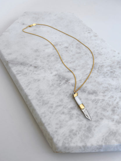 KNIFE NECKLACE: MINI MOTHER OF PEARL / GOLD