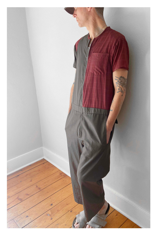 JUMPSUIT: OLIVE SHIRTING/ MEDIUM LONG