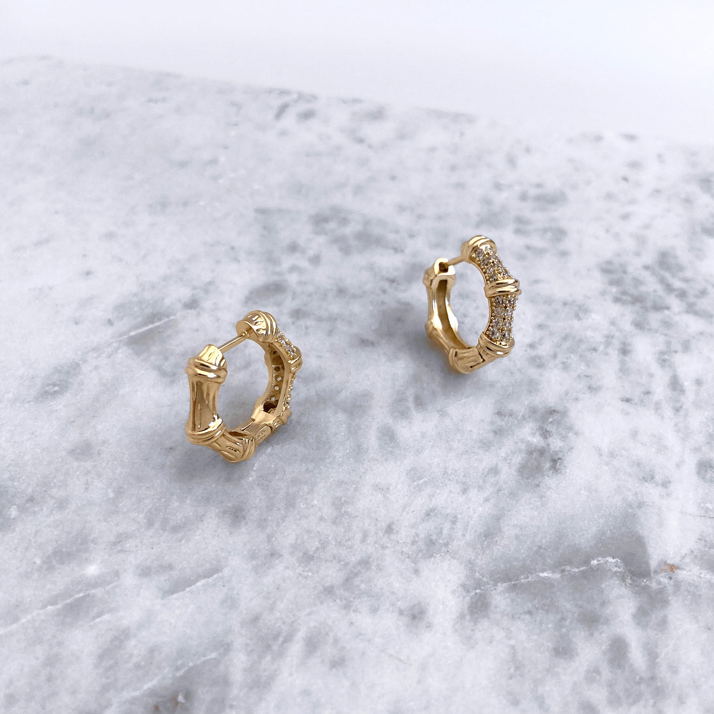 EARRINGS: BAMBOO GOLD HOOPS